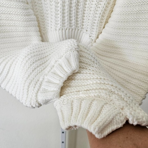 FREE PEOPLE NWT Women's Oversized Sweetheart Ivory Knit Mock Sweater Sz M - Picture 4 of 15
